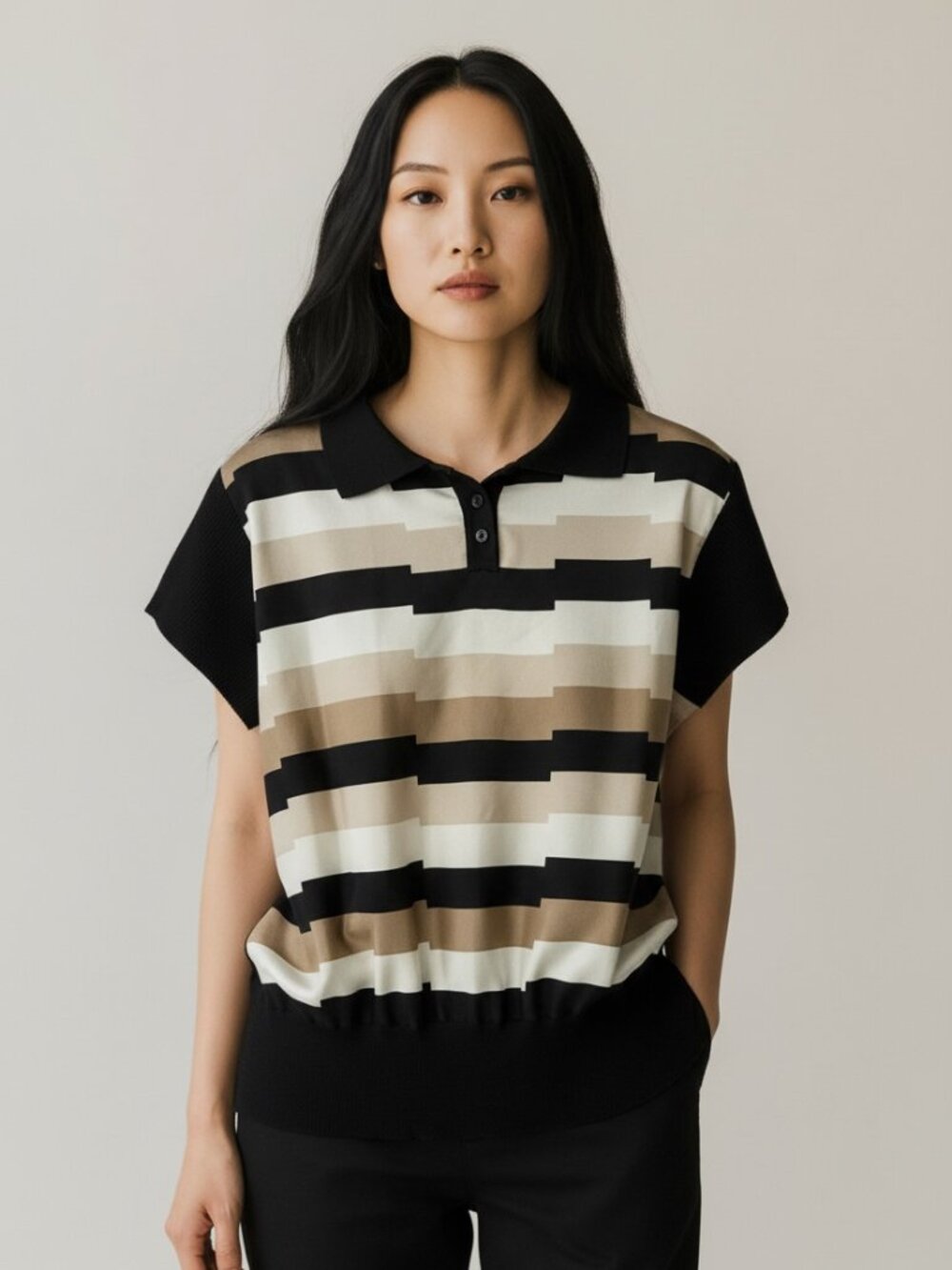 DKNY Silk Collared Top